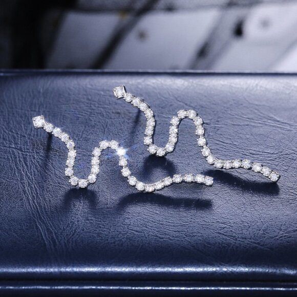 💞Simple Trendy Snake Shiny Fashion Earrings for Women, MARR9126 - Picture 4 of 6